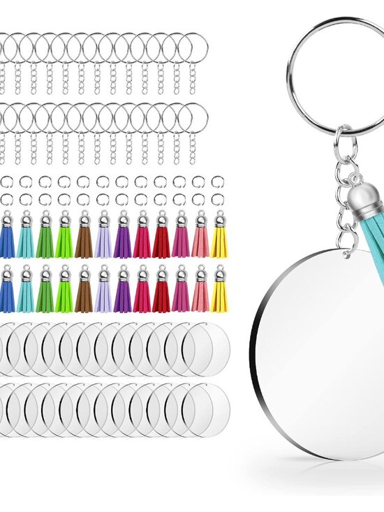 Other - 120 pcs Acrylic Keychain Blank Silver Kit